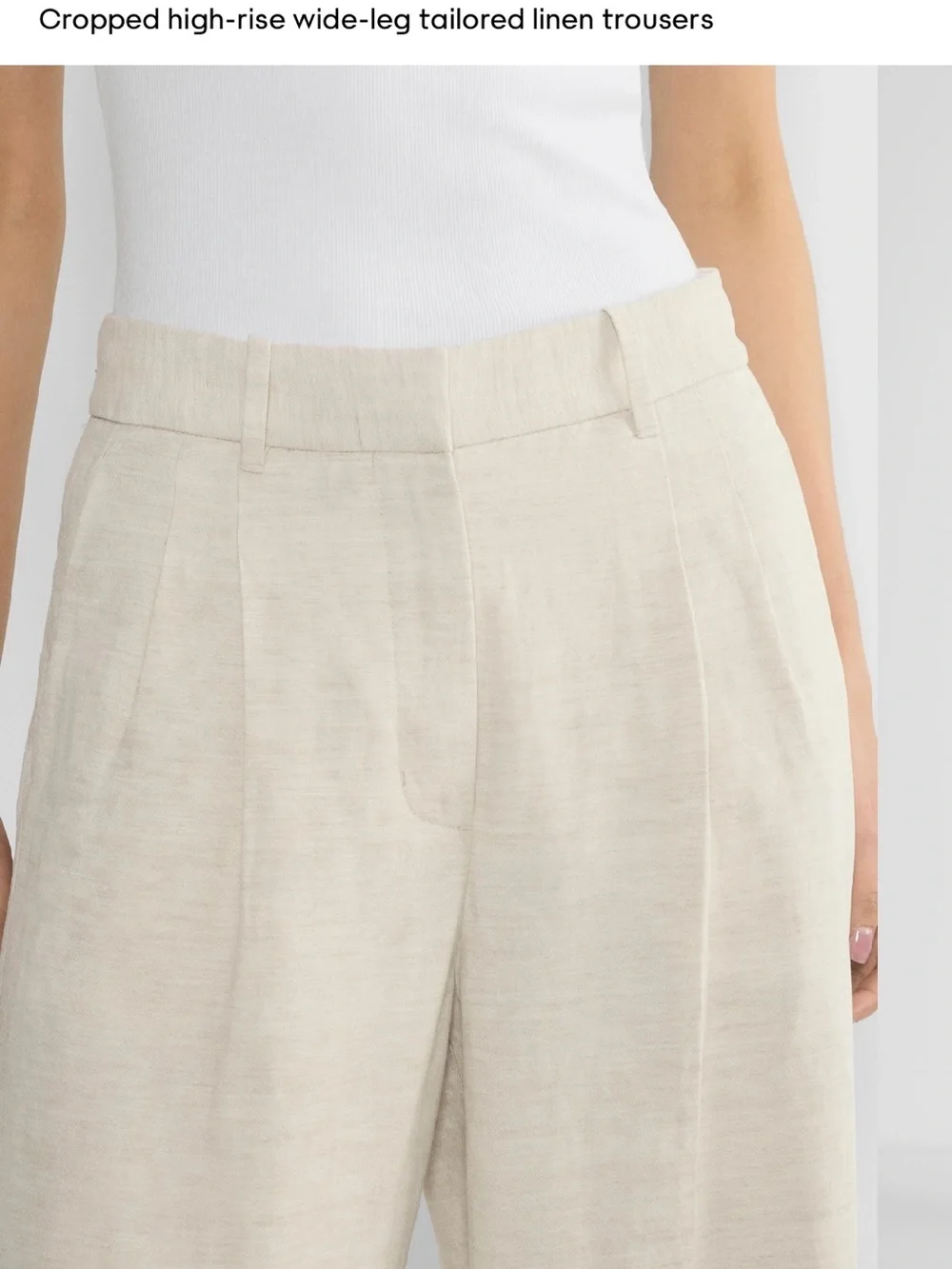 Aritzia Cropped High-Rise Wide-Leg Linen Trousers — Cream